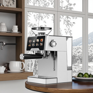 Cafetera de Acero Inoxidable, Cafetera Espresso Doméstica, Máquina Expendedora de Café con Espumador de Leche, Acero Inoxidable de Alta Resistencia - Product Image 1