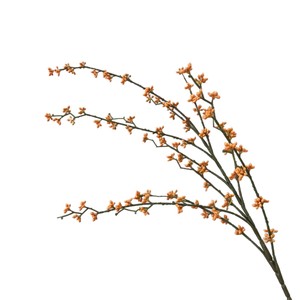 Rama de Flor de Acacia Artificial Naranja de Plástico y Seda de Alta Simulación para Decoración de Bodas, Rama Individual - Product Image 1