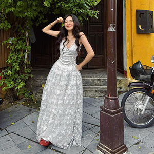 how to dress chic and elegant Romantic white long summer dress main image 0