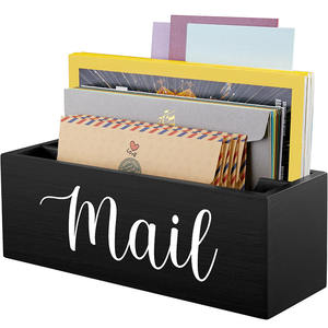 Organizador de correo de escritorio de madera decoración de oficina en casa cesta de correo para mesa de pared organizador de correo de encimera - Product Image 1