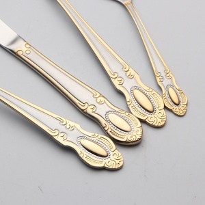 Brilliant Stock 18/8 Stainless Steel Flatware Sets Modern Luxury Gold-Accented Mirror Polish Dishwasher Safe Custom OEM Business - Product Image 2