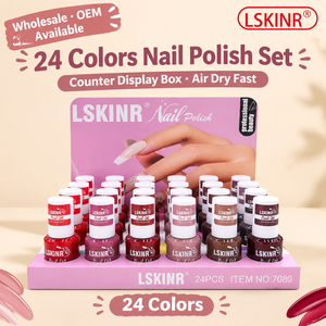 LSKINR 7080 24 Colors Nail Polish Set with Counter Display Box Air Dry Fast Drying Salon Wholesale OEM Private Label - Product Image 2