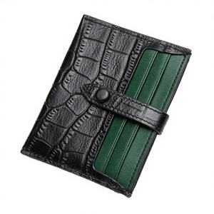 Cartera Delgada de Cuero Genuino con Grabado de Cocodrilo, Tarjetero de Piel de Vacuno de Primera Calidad, Cierre de Botón con Diseño de Macaron Colorido - Product Image 2