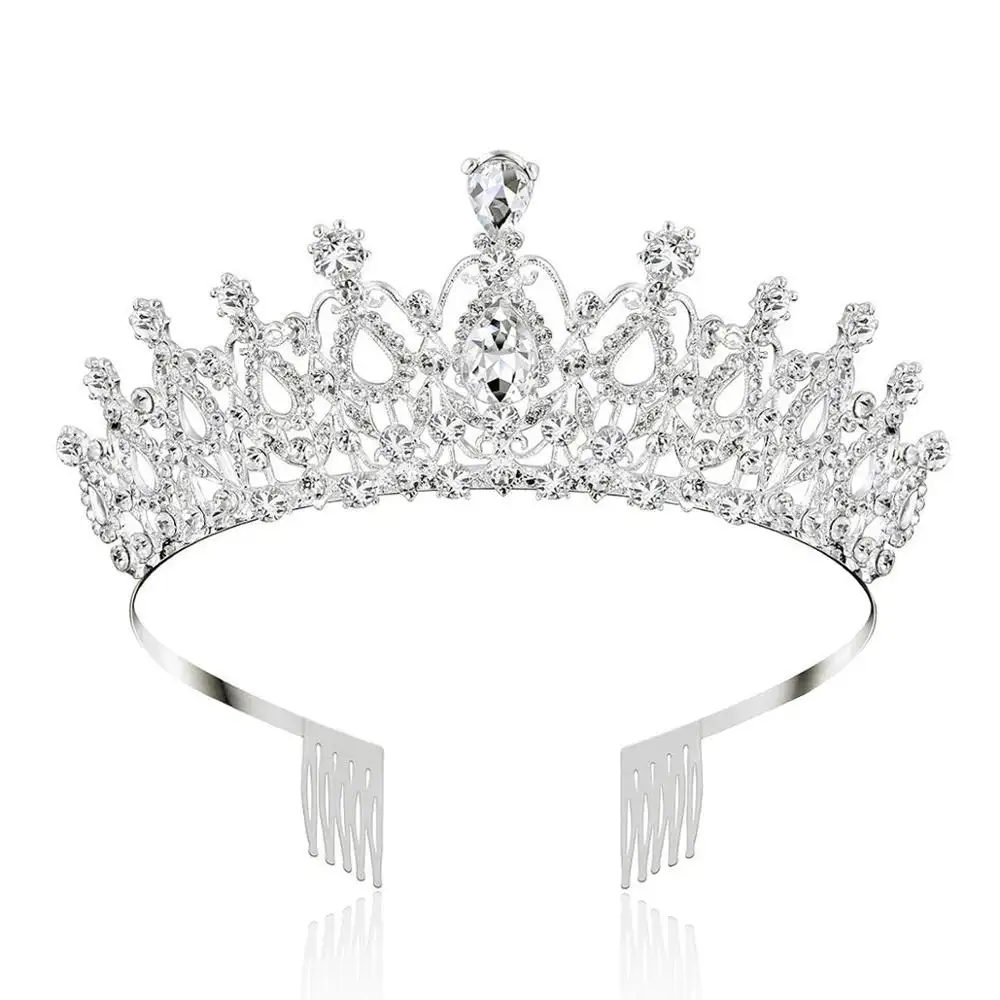 Großhandel Strass Geburtstags feier Hochzeit Diademe Kristall blume Schönheit Königin Diamant Festzug Krone Mit Kamm Für Frauen