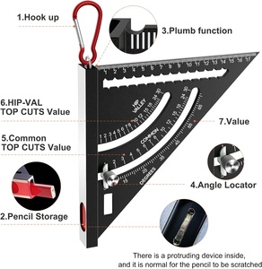 ROKTOOLS Jeu de carrés de vitesse de 7 pouces avec boîte à crayons Outils carrés de charpentiers <span class=keywords><strong>Triangle</strong></span> de mesure du chevron - Product Image 3