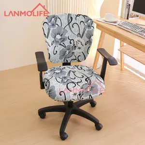 China Manufacturer's Printed Split Silk Chair Cover 4 Seasons Stretch For Arm Chair For Hotels Office Computer Use