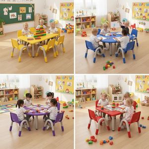 Juego <span class=keywords><strong>de</strong></span> Muebles <span class=keywords><strong>Infantiles</strong></span> Montessori para Jardín <span class=keywords><strong>de</strong></span> Infancia, Silla y <span class=keywords><strong>Mesa</strong></span> <span class=keywords><strong>de</strong></span> Madera y Plástico, Muebles para Niños, Guardería, Preescolar - Product Image 2