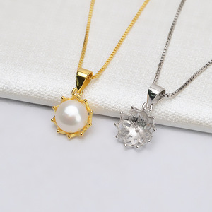 S925 Silver DIY Jewelry Accessory for Women 9-10mm Round Base Pendant with Concealer <b>Head</b>-<b>Covering</b> Loose Pearls on Empty Base - Product Image 2