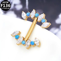 Gaby ASTM-F136 Titane Zircon G23 Sexy à filetage interne, Bijou de piercing mammaire pour femme, Anneau de téton géométrique et tendance