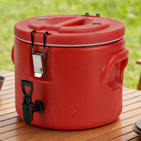 Seau isotherme en acier inoxydable avec couvercle en PP, capacités de 5L à 80L, couleurs orange/rouge, pour le stockage du thé, de la soupe et des aliments