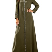 Robe de bain ouverte de haute qualité et élégante avec motif patchwork, en mousseline imprimée, infroissable, respirante et ornée de paillettes, pour femme musulmane FK325