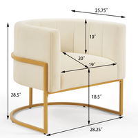 Mid-Century Wohnzimmer Sessel mit geschwungener Rückenlehne, gepolstertem Samt und goldenem Metallgestell