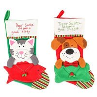 Nouveauté 2024 : Sacs cadeaux de Noël en tissu non tissé, motifs chat, chien et Père Noël, pour décorations de Noël, vente en gros, modèle Chine