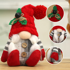 Ornement de poupée de Noël, cadeau de Noël, lutin de Noël en tricot avec chapeau, décoration de lutin de Noël, décoration de Noël - Product Image 2