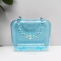 Sacs à main en plastique bricolage pour enfants avec chaîne de perles boîte de rangement cosmétique carrée pour bijoux boîtes de bureau pour le rangement des boucles d'oreilles et des bagues