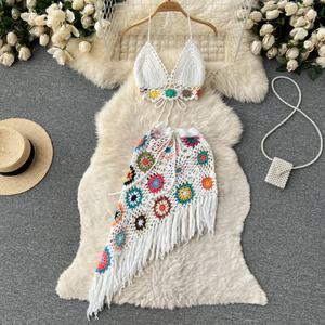 Maillot de bain une pièce en maille tricotée fait main avec col en V, style crochet, pour femme – Collection Custom America Best Swimwear - Product Image 3