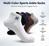 Chaussettes de sport en coton respirantes en maille pour hommes, avec logo brodé personnalisé, soutien de la voûte plantaire, pour la course, avec talon et bout renforcés