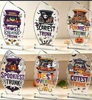 Plaques de récompense en acrylique transparent pour Halloween, trophées de concours d'Halloween pour les gagnants de Trunk or Treat, fournitures de prix pour fêtes d'Halloween