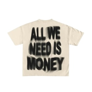 <b>Y2K</b> All We Need Is Money Tee Knitted Print Graphic T-<b>Shirts</b> Vintage Oversized Streetwear Casual Acid Washed 100% Cotton - Product Image 3