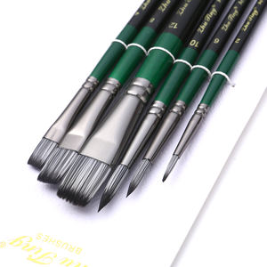 Lot de 6 pinceaux professionnels pour artistes, à pointe plate et angulaire, pour peinture acrylique, huile, <span class=keywords><strong>aquarelle</strong></span>, gouache, poils en nylon - Product Image 6