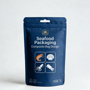 Lebensmittelechte, gravurgedruckte, feuchtigkeitsbeständige, individuell bedruckte, wiederverschließbare Plastik-Standbeutel mit transparentem Fenster für große und kleine Meeresfrüchte - Product Image 3