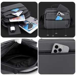Sac bandoulière zippé pour sports de plein air, grande capacité, sac messager personnalisé, imperméable, décontracté, en PU/Nylon, sac à bandoulière tendance - Product Image 6