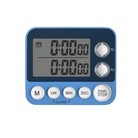 Timer Dapur Digital Dua Saluran dengan Alarm, Timer Dapur Plastik untuk Meja, Dioperasikan dengan Baterai