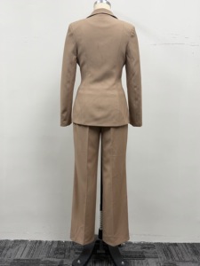 女式西装套装 2 件套高腰阔腿裤不对称西装外套办公室女士工作服商务休闲装 - Product Image 4