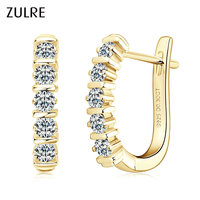 Pendientes al por mayor, nuevos, con diamantes cultivados en laboratorio, moissanita, plata de ley S925, pendientes de aro en forma de U personalizados para mujer