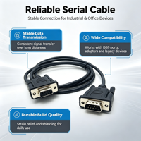 Cable Serial RS232 DB9 de 9 Pines, Macho a Hembra, con Arnés de Cableado para Equipos de Comunicación Industrial