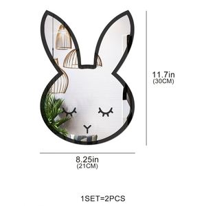 Autocollants muraux en miroir acrylique en forme de lapin - Autocollants miroir en forme de lapin à faire soi-même pour la chambre des enfants, décorations amovibles et réutilisables pour la maison - Product Image 5