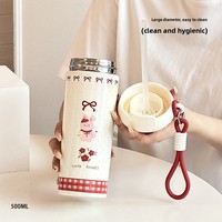 Gourde isotherme en acier inoxydable 316 pour usage domestique, haut de gamme pour femme, avec boule flottante, cordon de transport pour étudiant et paille, grande capacité