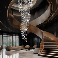 Lustre sur mesure pour hall d'hôtel en acier inoxydable, éclairage LED long pour grands projets, diverses sculptures, décoration de villa et de salon