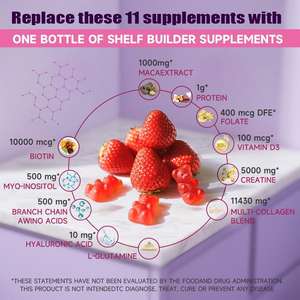 Gommes à la créatine monohydratée 5000 MG par portion, saveur fraise, <span class=keywords><strong>sans</strong></span> <span class=keywords><strong>sucre</strong></span>, <span class=keywords><strong>sans</strong></span> gluten, collagène, <span class=keywords><strong>BCAA</strong></span>, 60 unités, complément alimentaire - Product Image 4