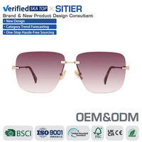 SITIER ODM&OEM Lunettes de soleil carrées sans monture unisexes tendance avec protection UV400