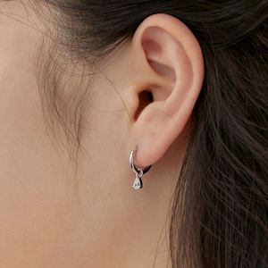 Dylam Manufacturer Classic Style Women Dress up Fine Fashion Jewelry S925 <b>Silver</b> Pear-shaped 5A Zirconia Glossy <b>Hoop</b> Earrings - Product Image 5