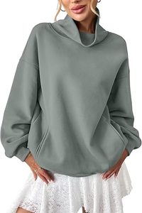 Sweat-shirts et pulls molletonnés décontractés pour femmes, <span class=keywords><strong>col</strong></span> montant, personnalisables avec logo imprimé, en coton, coupe oversize - Product Image 3