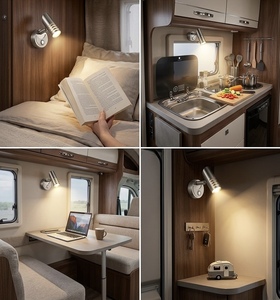 Lampada <span class=keywords><strong>da</strong></span> Lettura a LED NRY 12V, Faretto Regolabile in Metallo con Interruttore Touch per Camper, Roulotte, Barca, <span class=keywords><strong>Cabina</strong></span> - Product Image 2