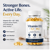 OEM ODM Marque Privée Complexe Vitamine D3 K2 B12 60 Capsules Santé Osseuse Soutien Immunitaire Complément Alimentaire Vente en Gros