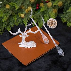 High-grade Transparent <b>Crystal</b> Festival Pendant, Deer & Bell Creative Scene Decoration Accessories - Product Image 2