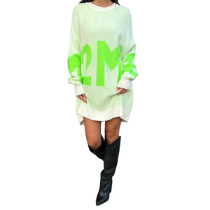 Cárdigan Largo Casual de Cuello Redondo para Mujer, Otoño/Invierno, con Logotipo Frontal Personalizado OEM/ODM y Patrón Geométrico - Product Image 2