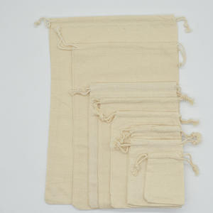 Vente en gros de sacs à cordon en mousseline de coton 13*18cm Pochette en tissu réutilisable pour l'emballage de bijoux Cosmétiques Logo personnalisé Options Artisanat - Product Image 3