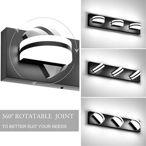 ETL được liệt kê 3 4-Heads điều chỉnh Dimmable 3cct hiện đại <span class=keywords><strong>LED</strong></span> Vanity ánh sáng 19in 26in Đen Acrylic gương trong nhà đèn cho khách sạn nhà - Product Image 5