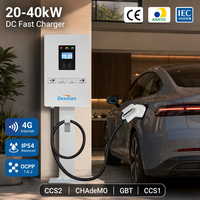 Station de recharge murale DC pour véhicules électriques Deedian 20/30/40KW, double connecteur CCS2 CHAdeMO, OCPP, RFID, IP54, chargeur commercial rapide, vente en gros