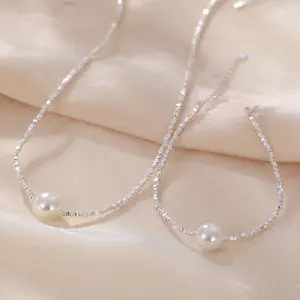 Zooying Unique Minimalist Natural Pearl 925sterling Silver Beads Women Necklace Jewelry