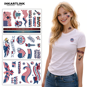 Tatouages Temporaires USA Coupe du Monde 2026 Autocollants Supporters Pays Hôte Stars and Stripes Aigle Art Corporel Imperméable 3 Feuilles pour Fans - Product Image 4