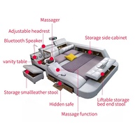 Lit en cuir multifonctionnel intelligent de haute qualité avec rangement, massage, lit rembourré, lit double électrique