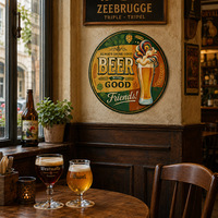 Plaque Métallique Gaufrée Vintage « Bonne Bière entre Amis » – Décoration Murale Colorée pour Bar – Personnalisable – Fournisseur Direct d'Usine OEM