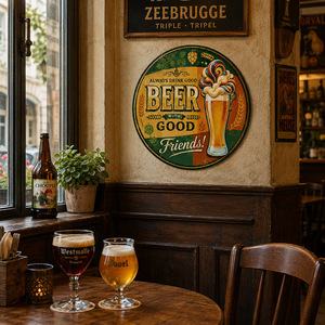 Letrero Metálico Decorativo Vintage con Diseño de Cerveza y Amigos, Placa de Estaño en Relieve, Personalizable, Directo de Fábrica - Product Image 1