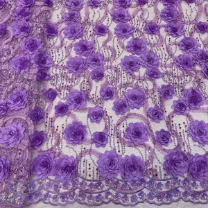Máquina de luxo do design mais novo brilhante enfeite flores 3d tecido bordado